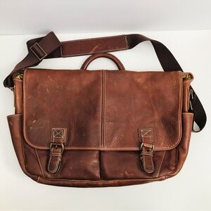 L.L. Bean Vintage Leather Messanger Bag Laptop Briefcase Shoulder Travel Bag